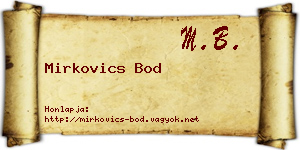 Mirkovics Bod névjegykártya